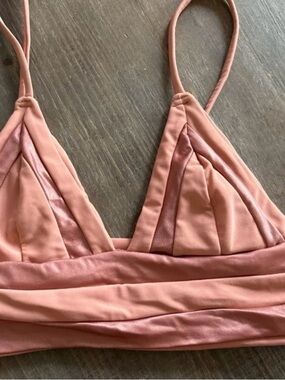 Beach Bunny Dusty Rose Triangle Bralette bikini top-NEW-XS